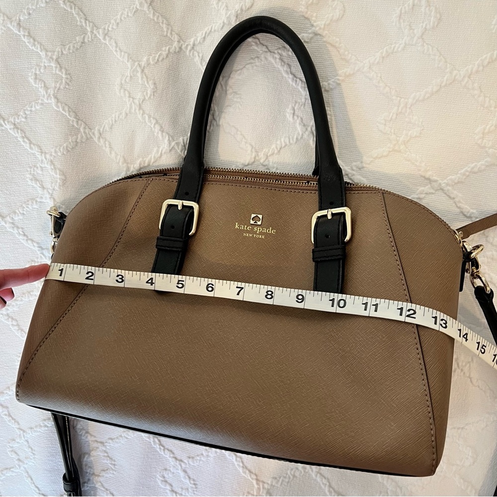 Kate Spade Cove Street Leather Colorblock Pippa Satchel, Dune/Black 🖤 - Picture 13 of 15
